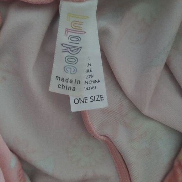 Lularoe light peach floral print buttery soft leggings One Size - Picture 5 of 5